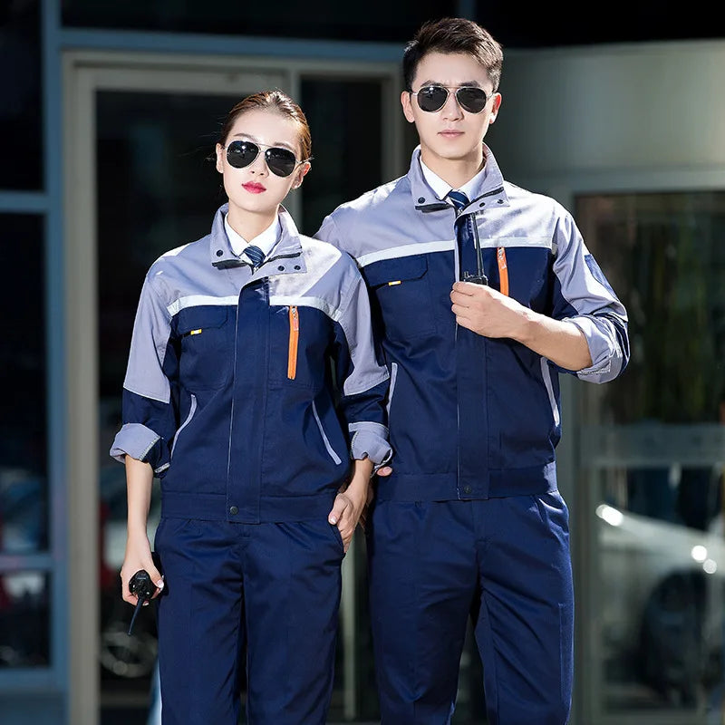 Work Clothing Working Clothes For Men Women Coverall For Workmen Two Tone Uniform Car Workshop Labor Suit Cotton Mechanical Suit
