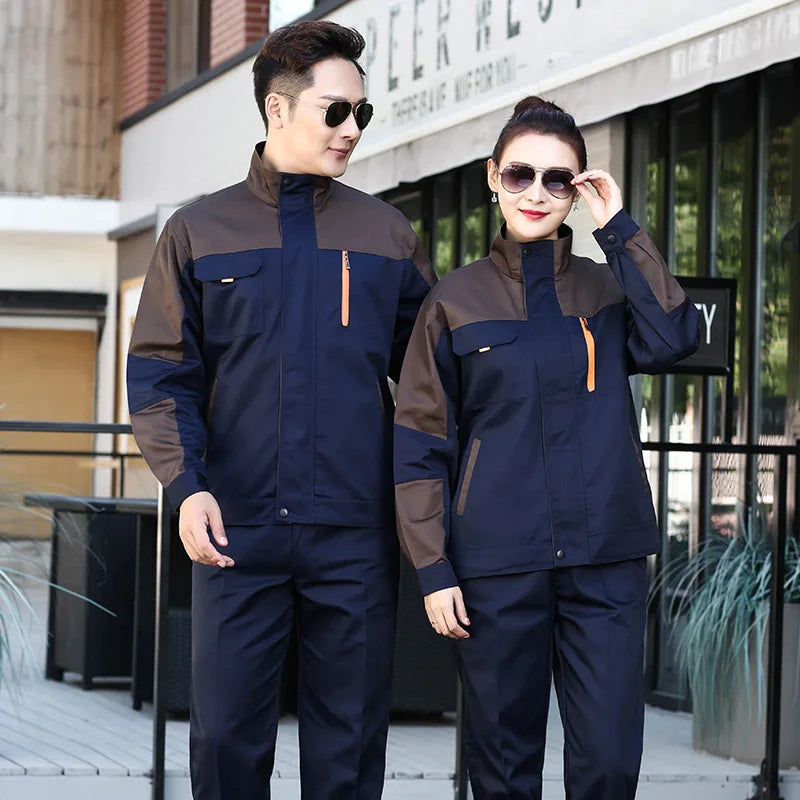 Work Clothing Working Clothes For Men Women Coverall For Workmen Two Tone Uniform Car Workshop Labor Suit Cotton Mechanical Suit