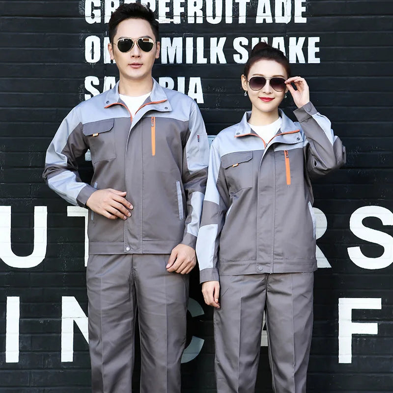Work Clothing Working Clothes For Men Women Coverall For Workmen Two Tone Uniform Car Workshop Labor Suit Cotton Mechanical Suit