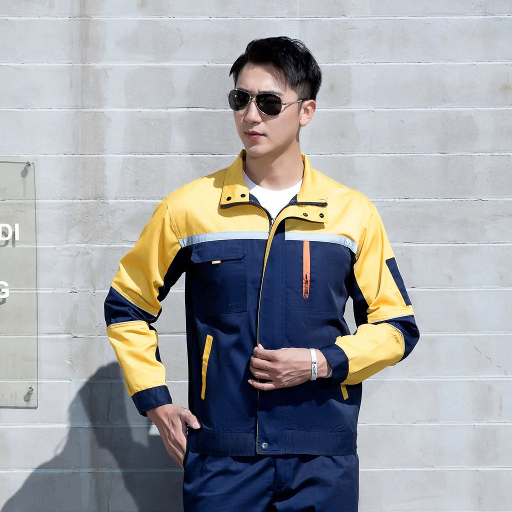 Work Clothing Working Clothes For Men Women Coverall For Workmen Two Tone Uniform Car Workshop Labor Suit Cotton Mechanical Suit
