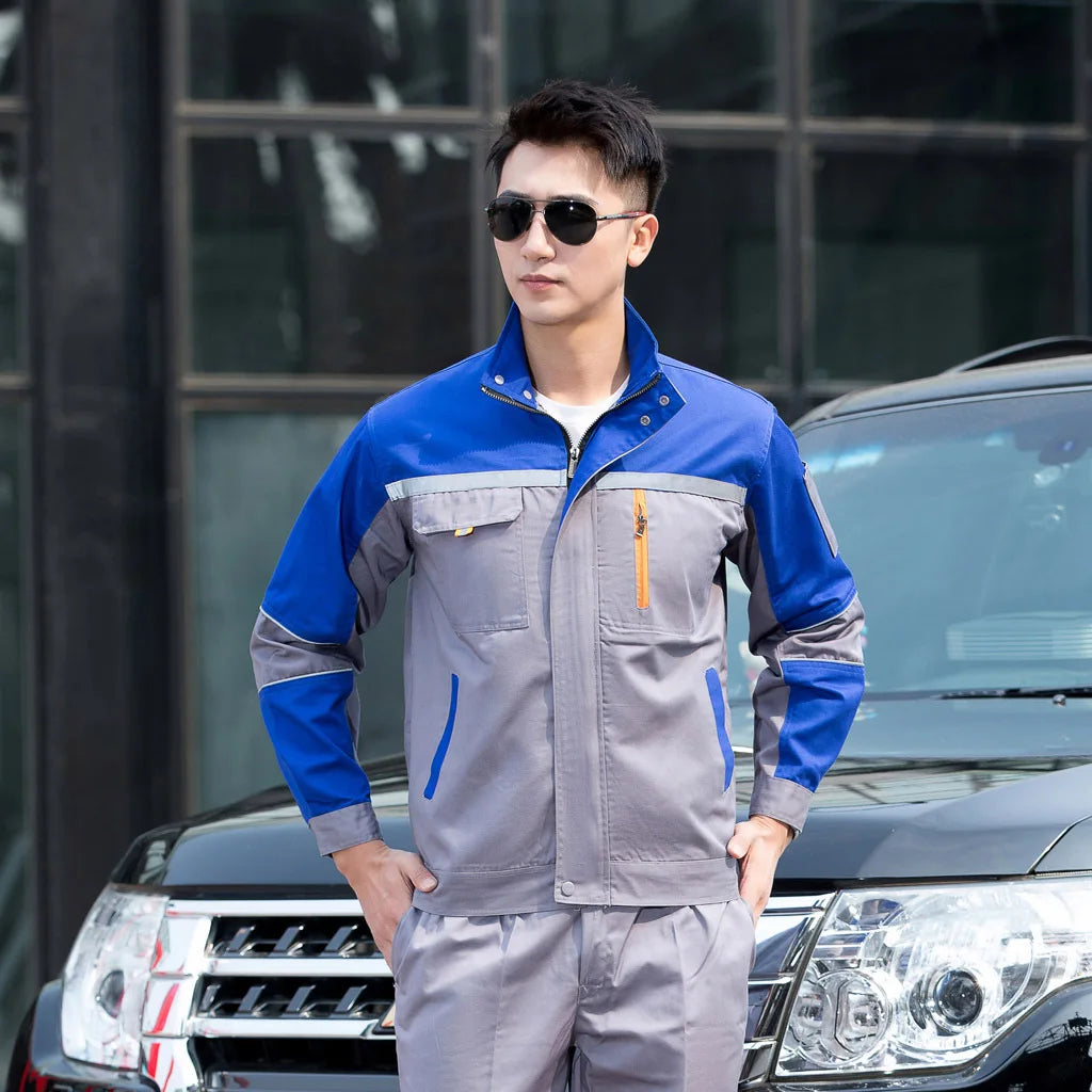 Work Clothing Working Clothes For Men Women Coverall For Workmen Two Tone Uniform Car Workshop Labor Suit Cotton Mechanical Suit