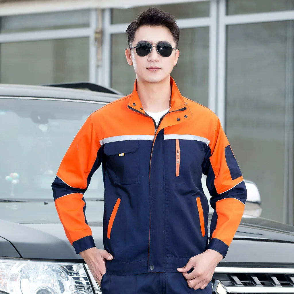 Work Clothing Working Clothes For Men Women Coverall For Workmen Two Tone Uniform Car Workshop Labor Suit Cotton Mechanical Suit