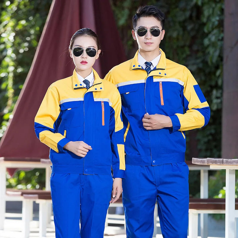 Work Clothing Working Clothes For Men Women Coverall For Workmen Two Tone Uniform Car Workshop Labor Suit Cotton Mechanical Suit