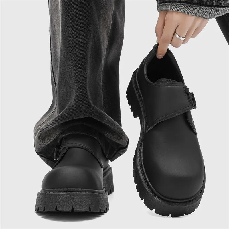 Men's British Retro Round-Toe Derby Shoes Platform Casual Leather Shoe Trendy Quality Selection Men's Shoes Zapatillas De Hombre