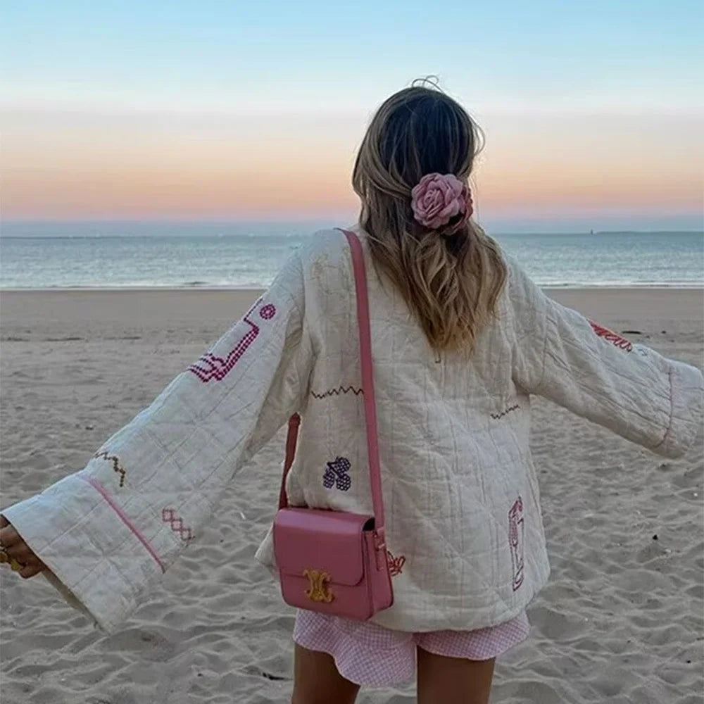 Winter new fashionable women's clothing casual elegant design sense European and American embroidered cotton jacket