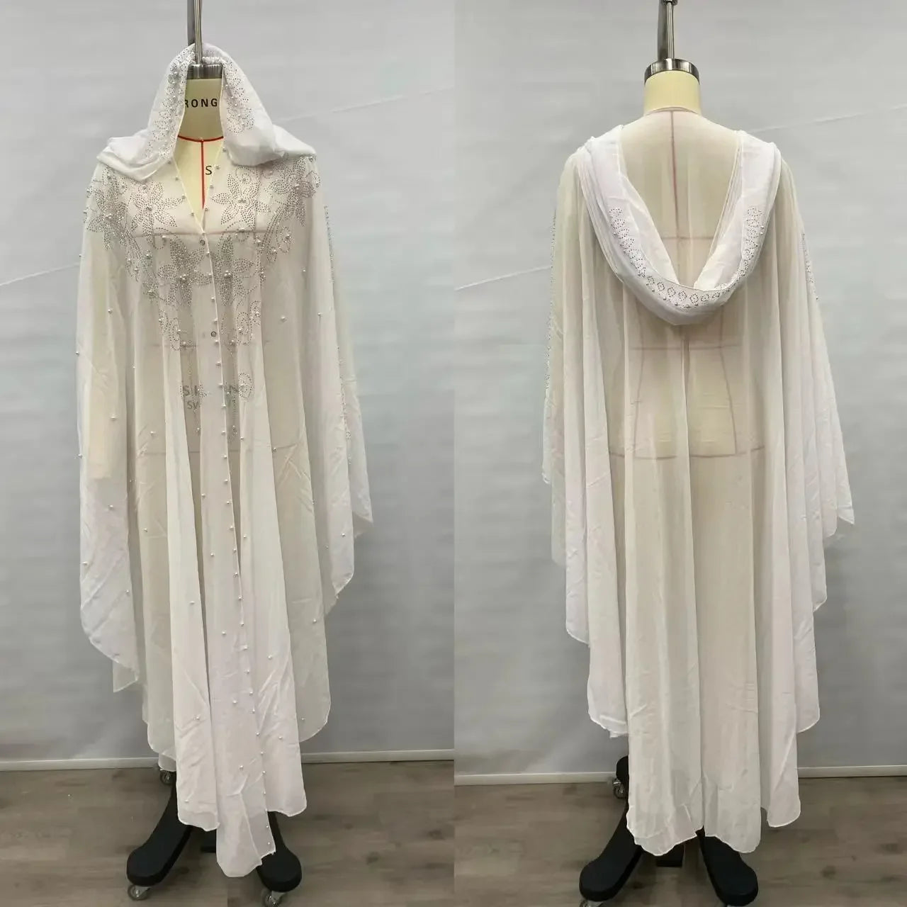 Thin Hooded Cloak Women Clothing Cape Dress Fashion Clothes Vintage Streetwear Ponchos Coats Jackets Bling Diamond Party