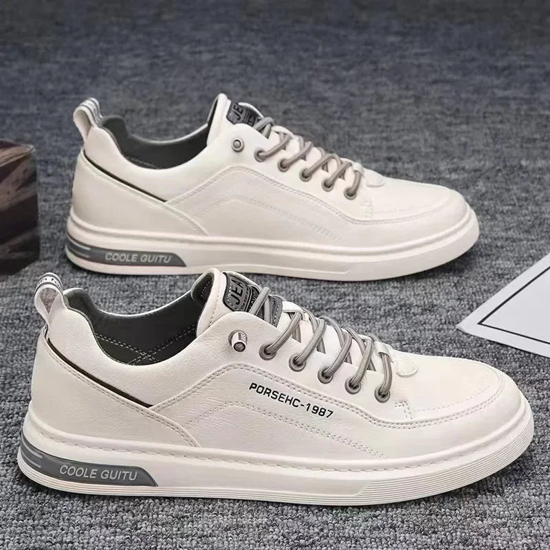 2025 New Trendy Versatile Cloth Shoes Men's Spring New Breathable White Shoes Men's Sports and Leisure Board Shoes Trendy Shoes