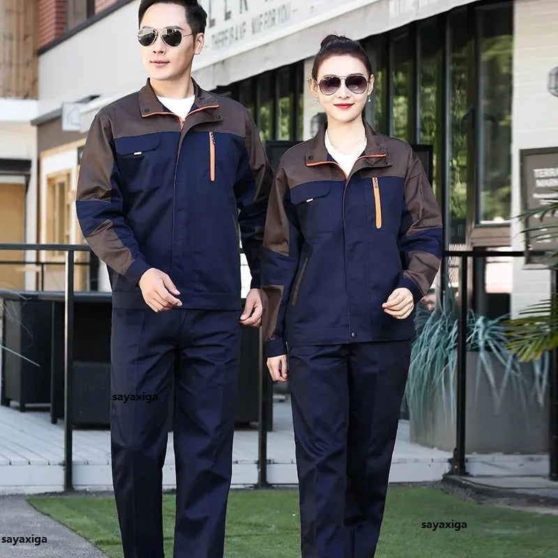 Work Clothing Working Clothes For Men Women Coverall For Workmen Two Tone Uniform Car Workshop Labor Suit Cotton Mechanical Suit