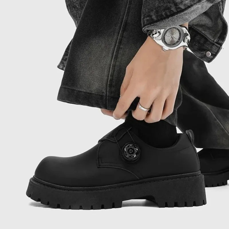 Men's British Retro Round-Toe Derby Shoes Platform Casual Leather Shoe Trendy Quality Selection Men's Shoes Zapatillas De Hombre