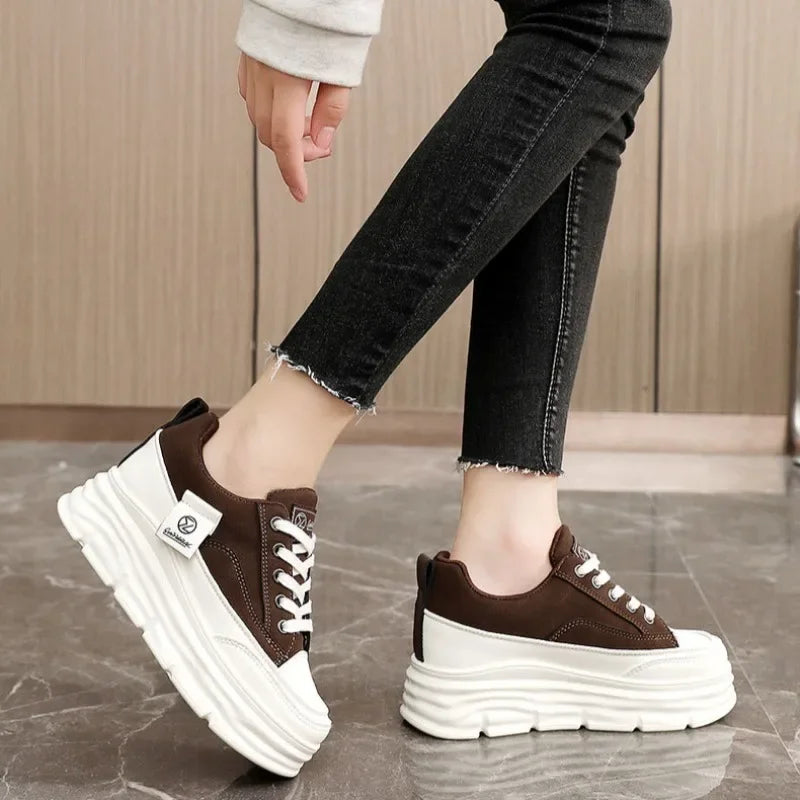 Shoes for Women Autumn Trend New Woman Flats Shoes Chunky Lace-up Soft-sole Casual Sneakers Female Vulcanized Shoe Walking Shoe