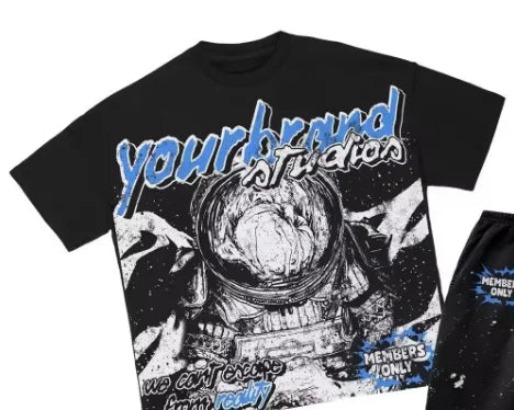 Men's Summer Clothes Couple Set Fashion Suits Personalized Patterns Prints Clothing American Style Street Graffiti T-shirts