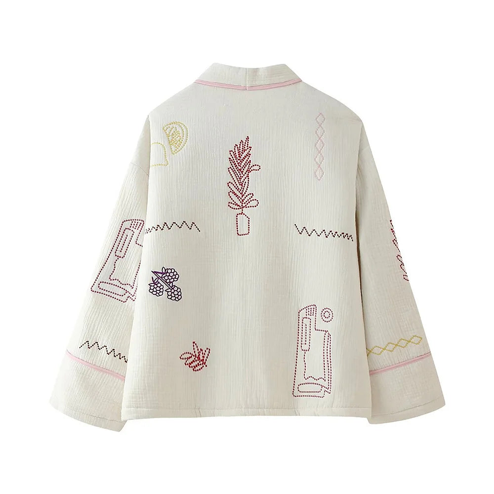 Winter new fashionable women's clothing casual elegant design sense European and American embroidered cotton jacket