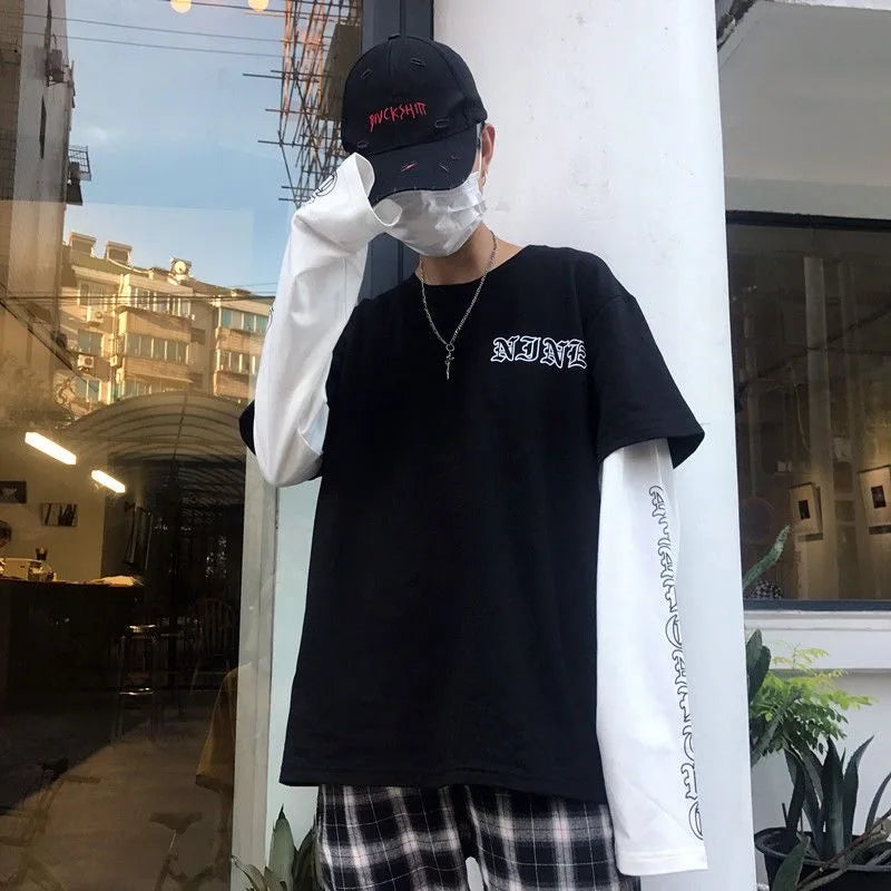 Men T Shirts autumn men Clothes anime casual Long Sleeved Oversized Y2K T-Shirt Harajuku Streetwear Academia Hip Hop tee tops