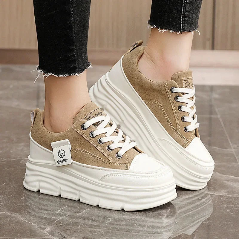 Shoes for Women Autumn Trend New Woman Flats Shoes Chunky Lace-up Soft-sole Casual Sneakers Female Vulcanized Shoe Walking Shoe