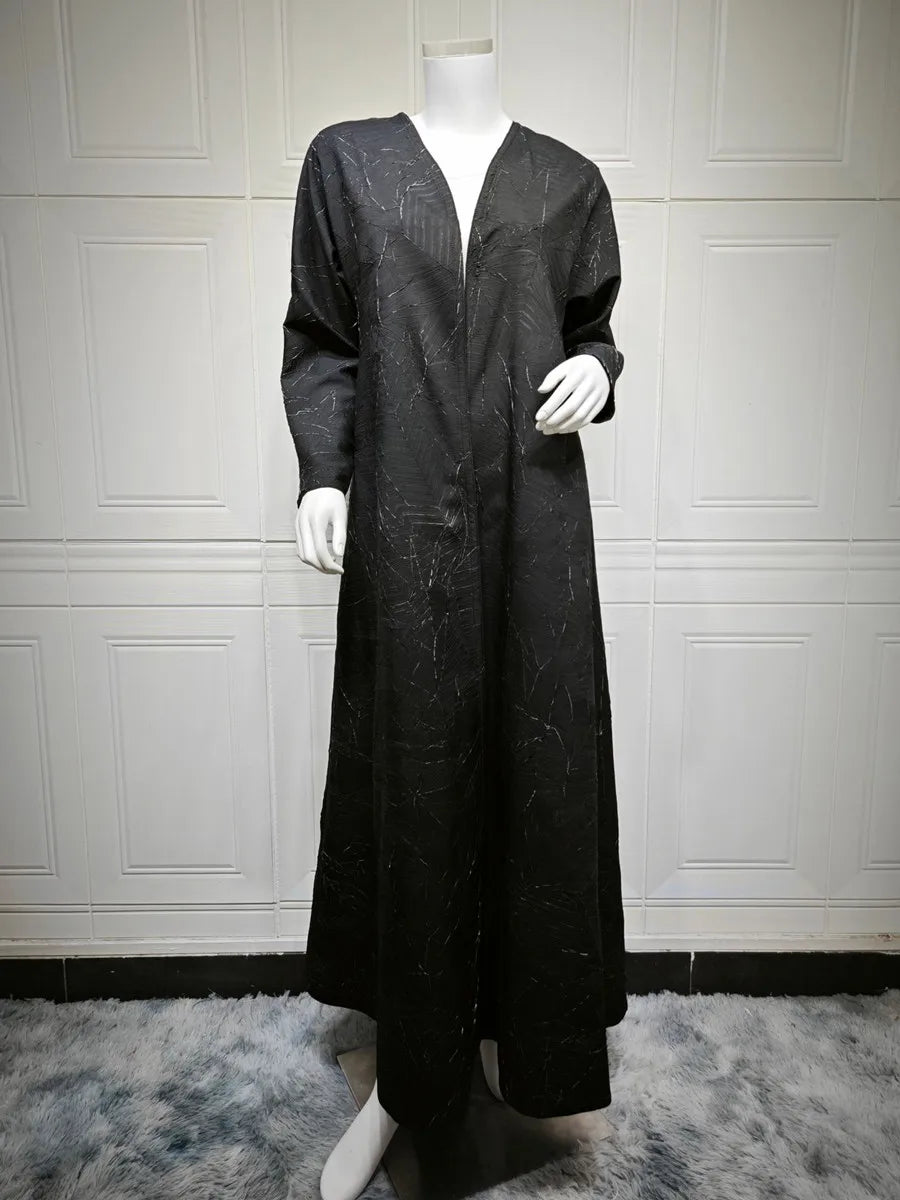 Women Muslim Arabic Abaya Luxury Fold Stripes Kimono Cardigan Coat Long Dress Kaftan Modest Robe Femme Islam Clothing Kebaya