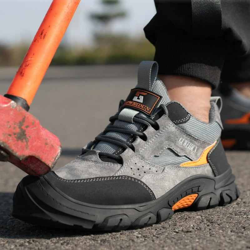 Men Safety Shoes Work Steel Toe Shoes Anti-smash Anti-puncture Men Boots Indestructible Shoe Comfortable Wear-resistant Sneakers
