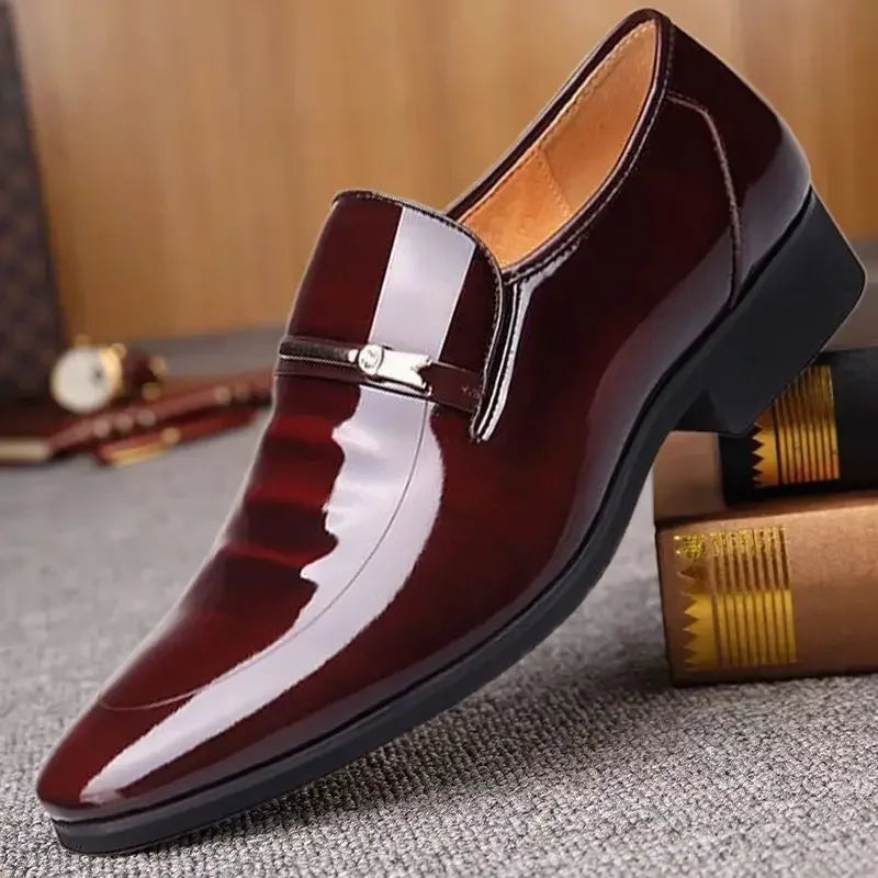 Social Shoe for Men Pointed Toe Office Patent Leather Bright Upper Dress Shoes Man Footwear Low Price Cheap Clearance Legitimate