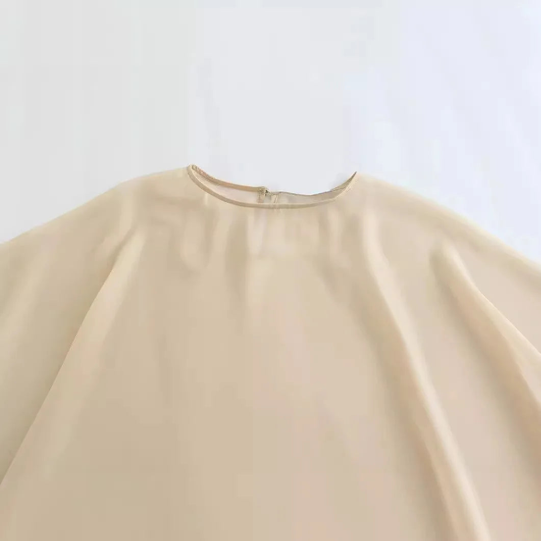 2023 Spring New Women's Wear Asymmetric Sheer Cloak Coat  blusa feminina  blouse for women  shirts