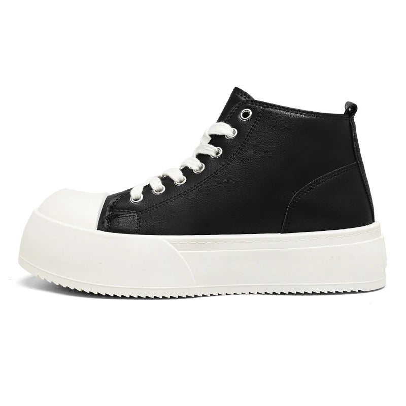 2025 New Men's Sneakers High Top Decked Shoes Thick Sole Increased Altitude Board Shoe Breathable Stylish Casual Trendy Shoes