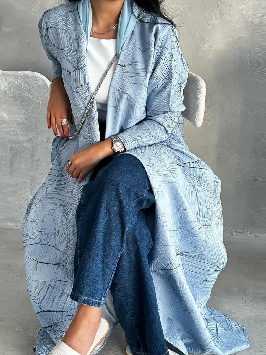 Women Muslim Arabic Abaya Luxury Fold Stripes Kimono Cardigan Coat Long Dress Kaftan Modest Robe Femme Islam Clothing Kebaya