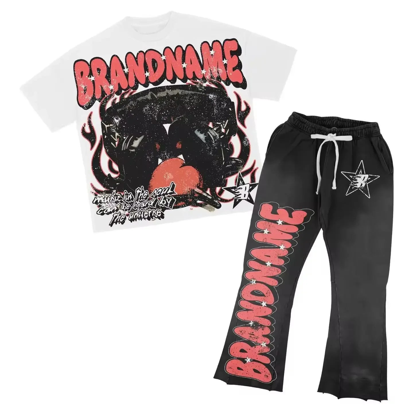 Men's Summer Clothes Couple Set Fashion Suits Personalized Patterns Prints Clothing American Style Street Graffiti T-shirts