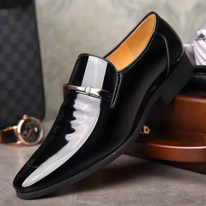 Social Shoe for Men Pointed Toe Office Patent Leather Bright Upper Dress Shoes Man Footwear Low Price Cheap Clearance Legitimate