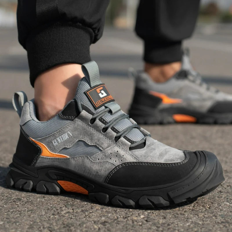 Men Safety Shoes Work Steel Toe Shoes Anti-smash Anti-puncture Men Boots Indestructible Shoe Comfortable Wear-resistant Sneakers