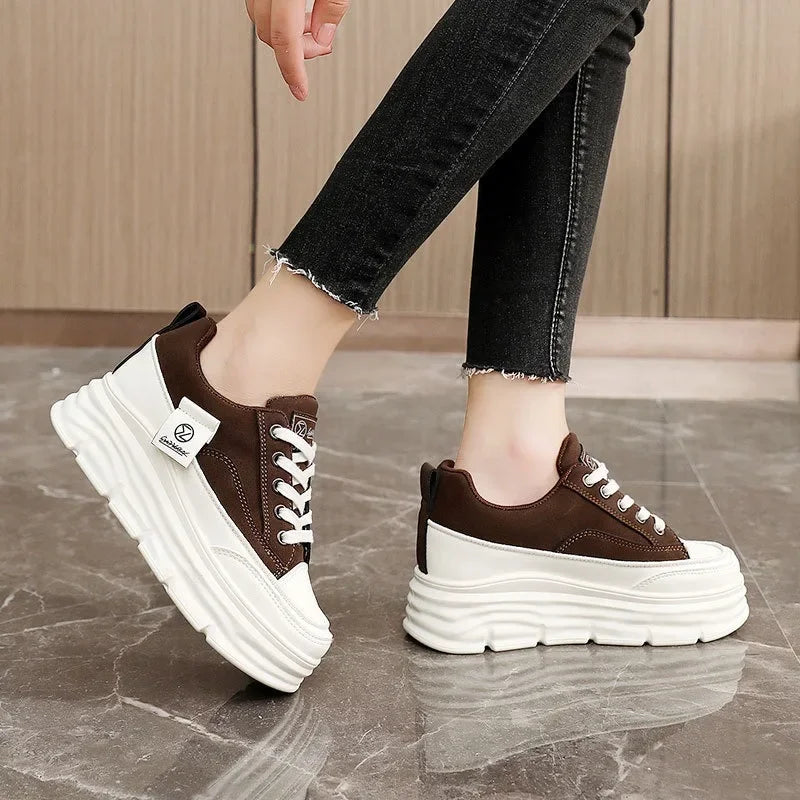 Shoes for Women Autumn Trend New Woman Flats Shoes Chunky Lace-up Soft-sole Casual Sneakers Female Vulcanized Shoe Walking Shoe