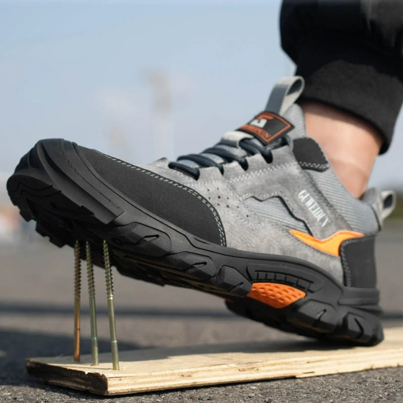 Men Safety Shoes Work Steel Toe Shoes Anti-smash Anti-puncture Men Boots Indestructible Shoe Comfortable Wear-resistant Sneakers