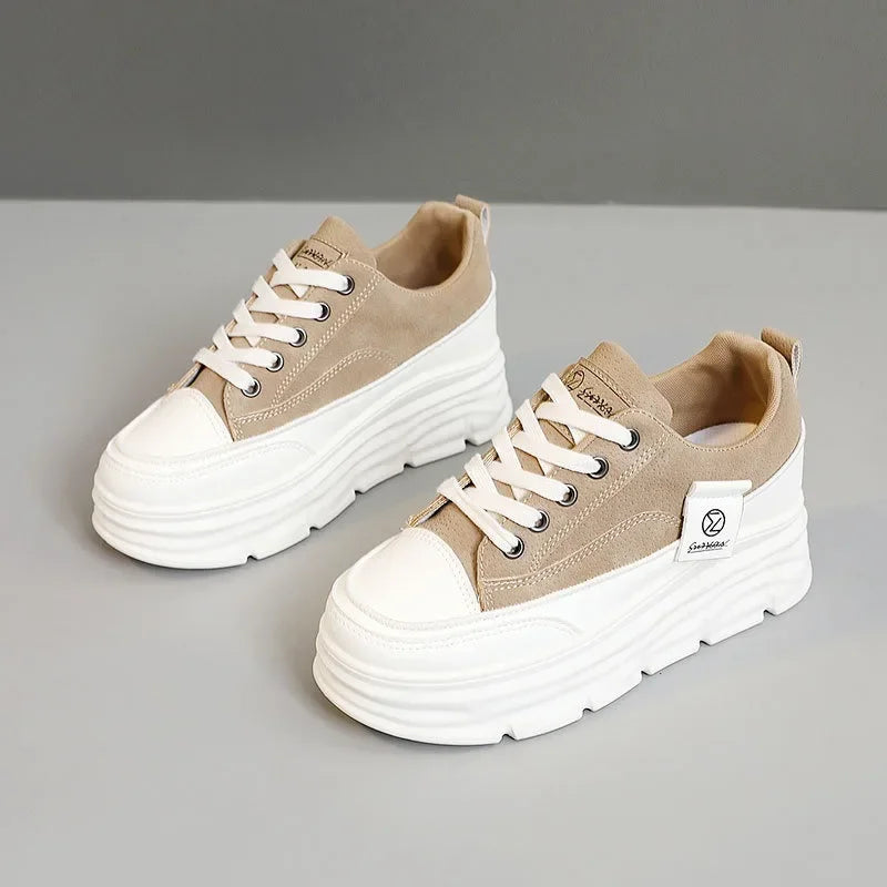 Shoes for Women Autumn Trend New Woman Flats Shoes Chunky Lace-up Soft-sole Casual Sneakers Female Vulcanized Shoe Walking Shoe