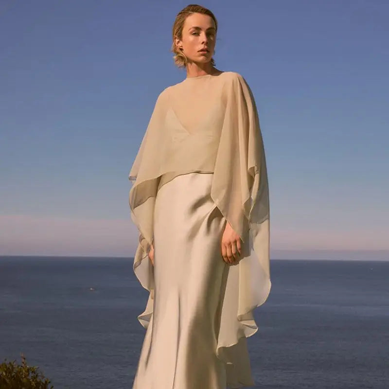 2023 Spring New Women's Wear Asymmetric Sheer Cloak Coat  blusa feminina  blouse for women  shirts