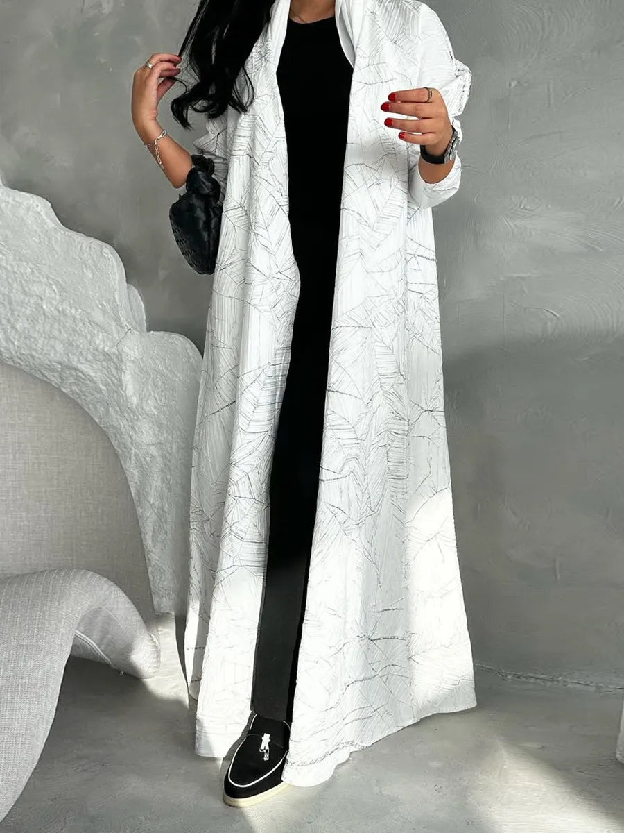 Women Muslim Arabic Abaya Luxury Fold Stripes Kimono Cardigan Coat Long Dress Kaftan Modest Robe Femme Islam Clothing Kebaya