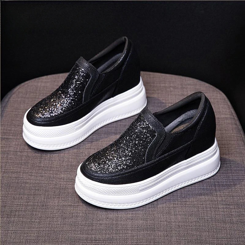 Woman Footwear Round Toe High on Platform Slip Shoes for Women Black Designer Luxury Casual Trends 2025 Offer Walking New in 39